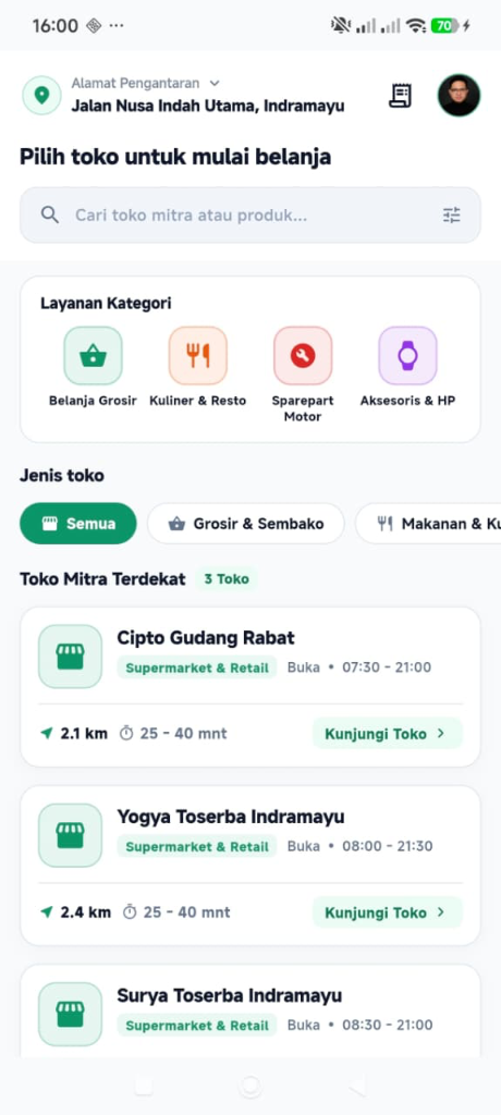 Tampilan Aplikasi Jastip Indramayu